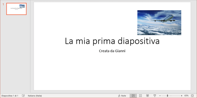 la prima diapositiva completa
