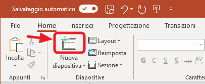 icona comando nuova diapositiva