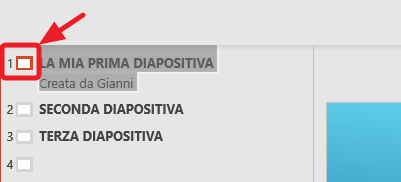 selezione della prima diapositiva da struttura