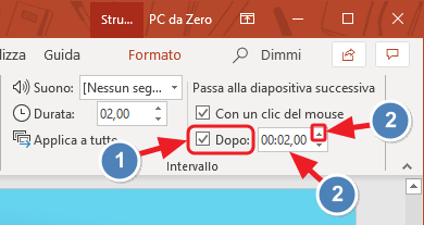 impostazione della durata