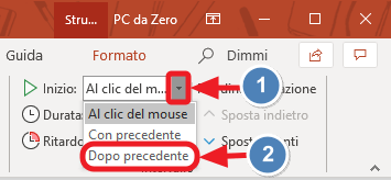 automatizzare le animazioni con il comando: dopo il precedente