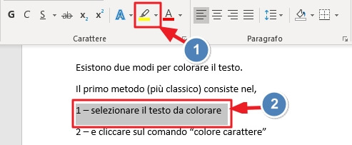 clic su evidenziatore poi selezionare