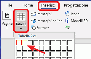 tabella 2 per 1
