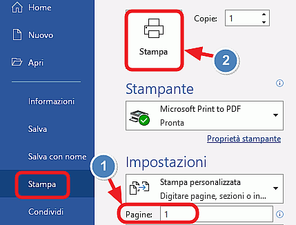 stampa del biglietto