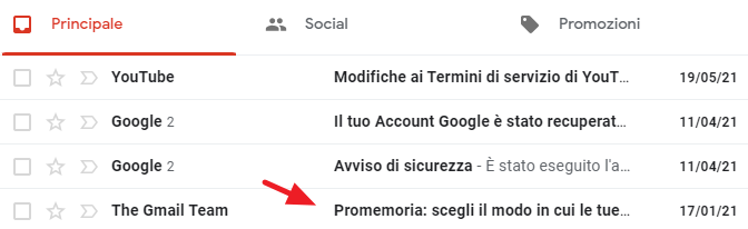 clic per leggere email