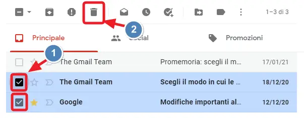 seleziona ed elimina