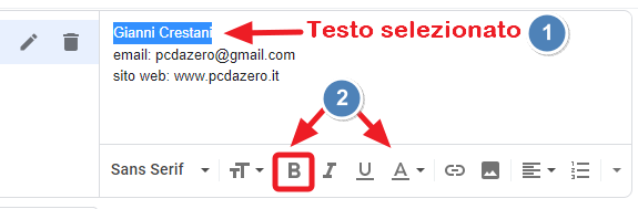 formattazione della firma