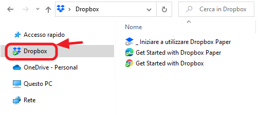 Cartella Dropbox su Windows