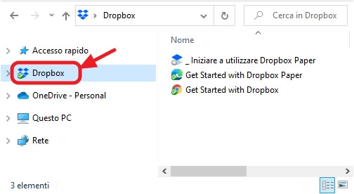 Cartella Dropbox in Esplora file