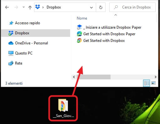 Copiare o spostare cartella in Dropbox