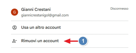 Rimuovi account