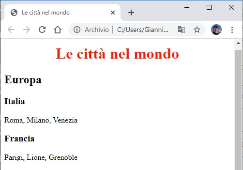 pagine web citta del mondo