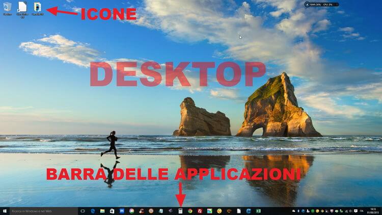 desktop e barra delle applicazioni