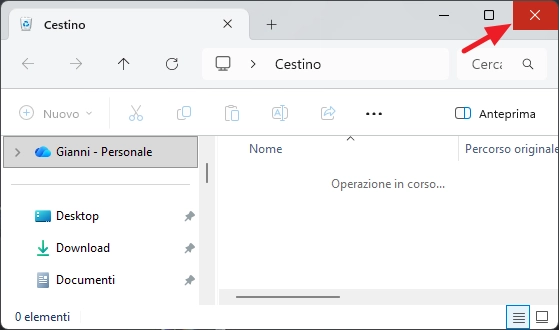 Chiudere una finestra in Windows 11