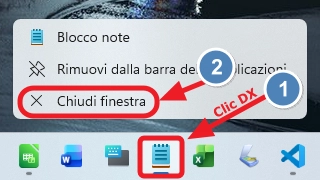 Chiudere una finestra dalla Barra delle Applicazioni in Windows 11