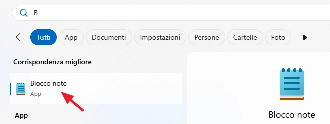 Apri il Blocco Note
