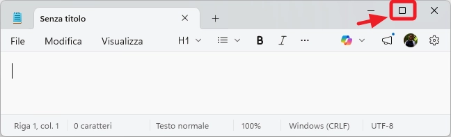 Ingrandisci la finestra