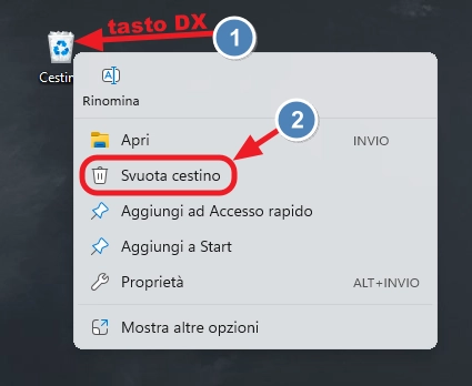 Svuotare il cestino in Windows 11